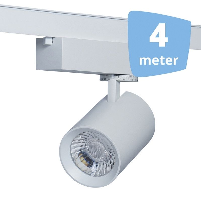 4 Spots eos blanc led sur rail 4 metres`32w 3000 lumens : Mannequins vitrine